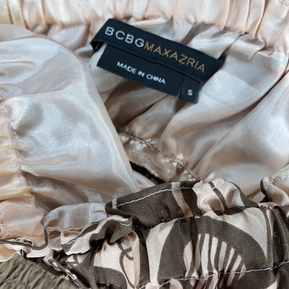 BCBG long bandeau silk dress mocha/pink sz S - Picture 6 of 6